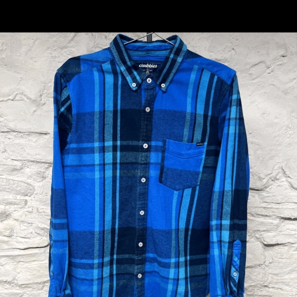 Chubbies Blue and Black Plaid Button Down Shirt